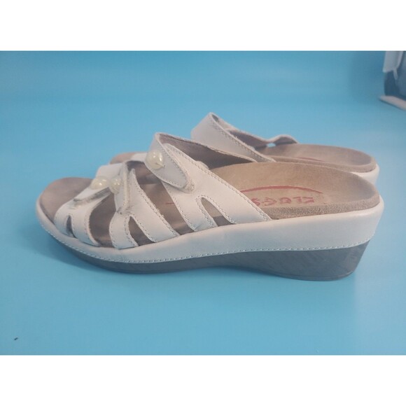 Kloggs Comfort Sandal Sz 8 Leather Back Slide Wedge Slip Resistant White - Picture 4 of 14